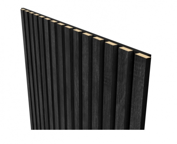 Акустическая панель, черный войлок, 2750х600х19мм, рейки МДФ дуб Графит